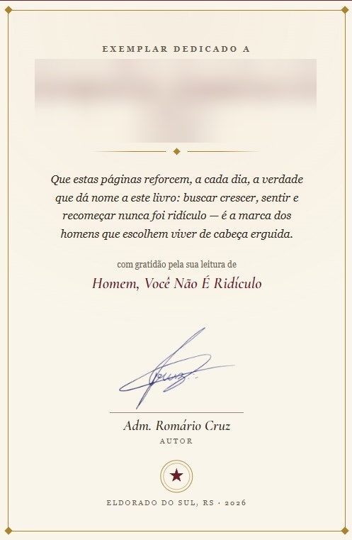 Exemplo de página de dedicatória personalizada