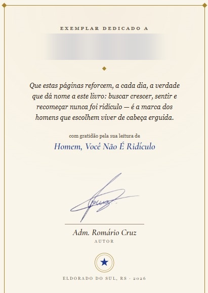Exemplo de página de dedicatória personalizada