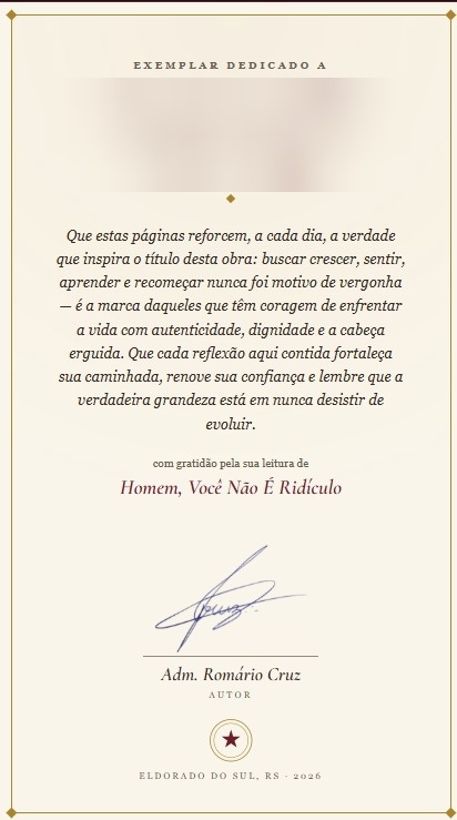Exemplo de página de dedicatória personalizada