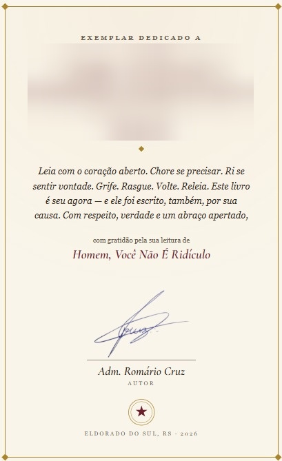 Exemplo de página de dedicatória personalizada