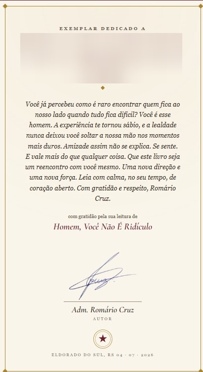 Exemplo de página de dedicatória personalizada